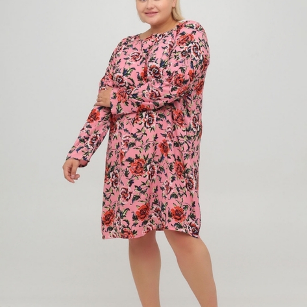 ASOS Pink Floral Long Sleeve Shift Dress